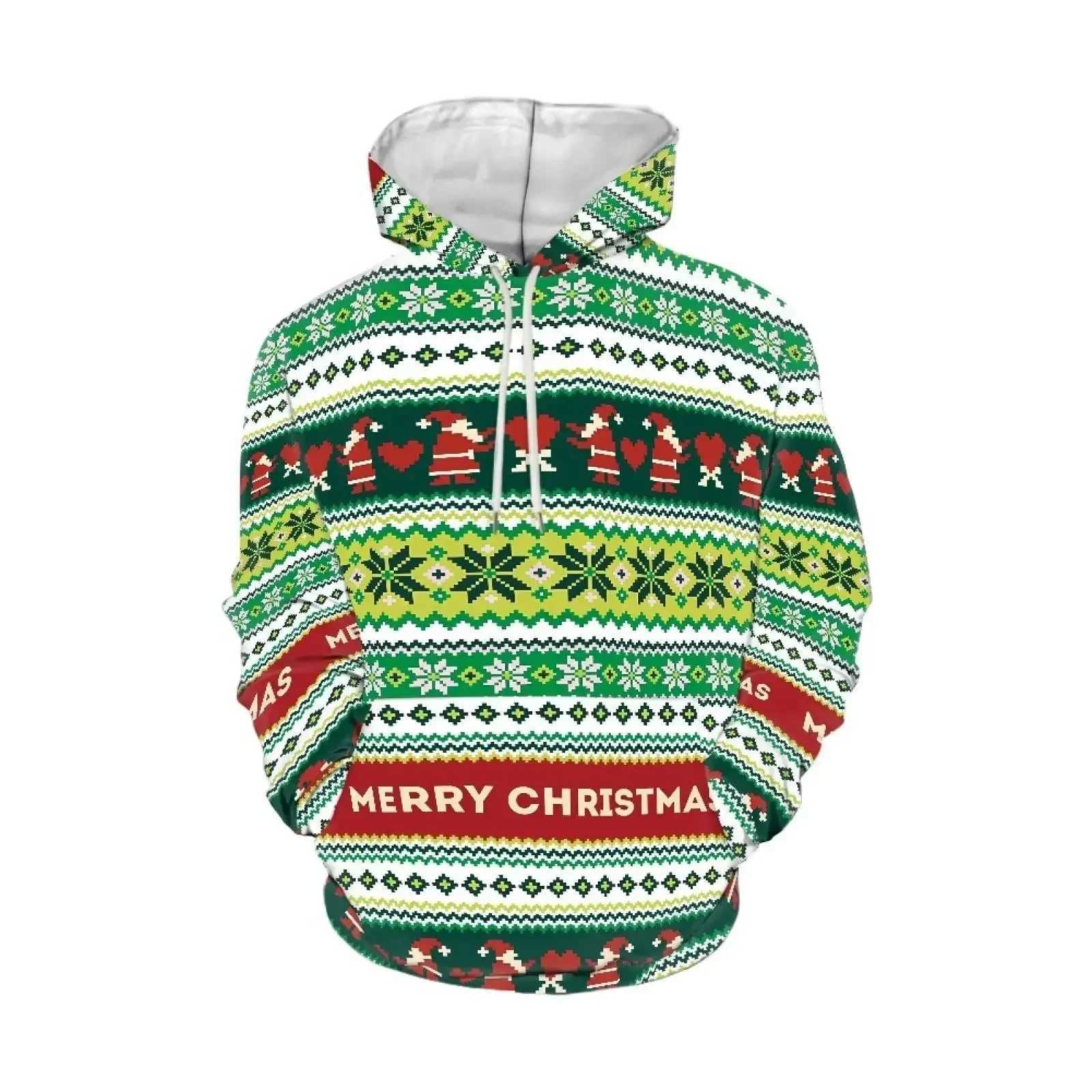 Interesting Christmas alpaca 3D printed mens hoodie fashion autumn new hoodie sweater Santa Claus role-playing Y2k top Y241016