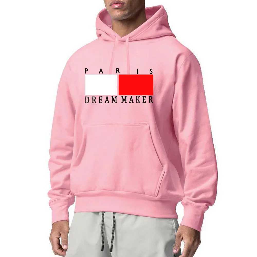 Fashionable mens hooded sweatshirt street casual sports style long sleeved and kangaroo pocket wool sweatshirt suitable for autumn and winter Y241016