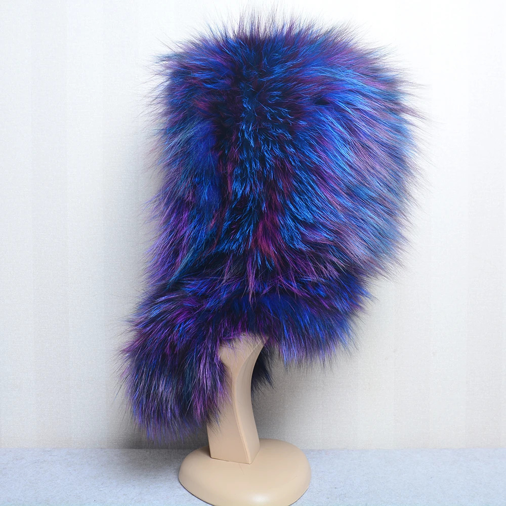 Fox fur hood Volume Hats For Women Winter Warm Novelty Knitted Fur Scarf Hat Stylish Fashionable Genuine Large Female Fur Hat 241009