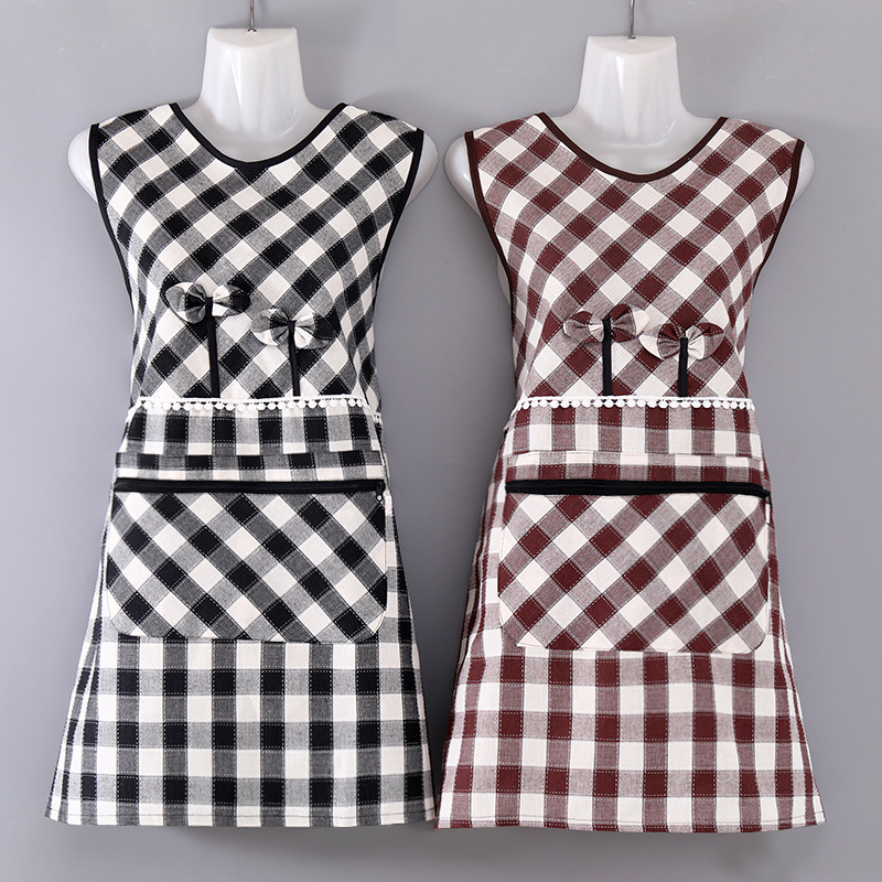 Pure Cotton Female Work Fashionable Cute Kitchen Household foug and Anti Dirty Net Red Thin Cooking Apron Male