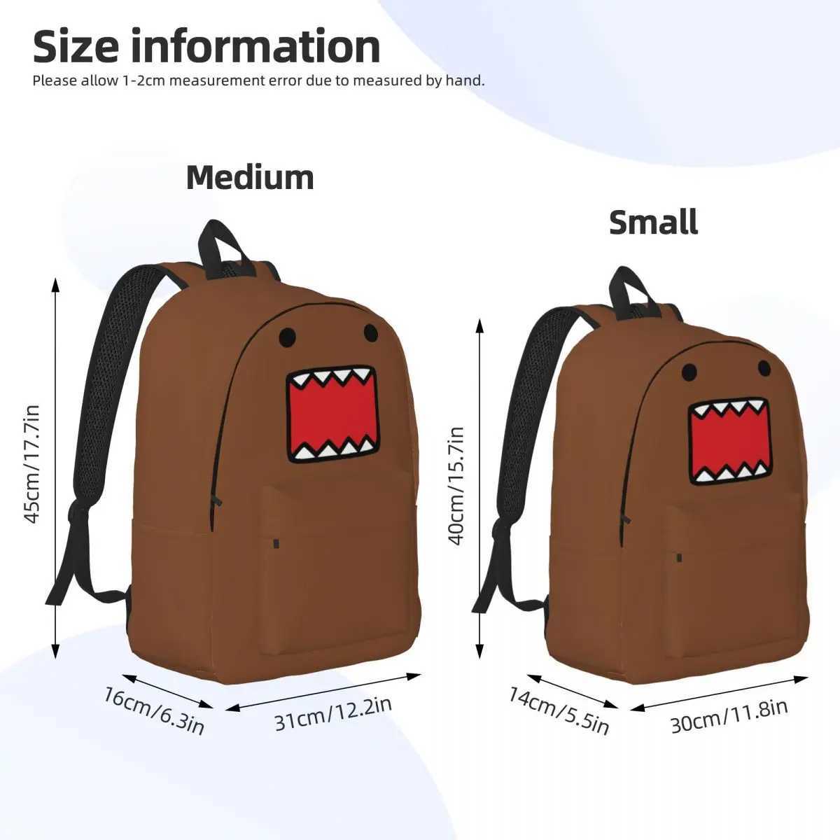 Domo Kun Doll Face Backpack for Preschool Kindergarten School Student Bookbag Boy Girl Kids Daypack Sports Z241016