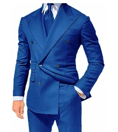 Double Breasted Tuxedo Suits for Men Wedding 2024 Gentlemen's Prom Dancing Blazer Green Jacket with Pants 2 Pcs for Business