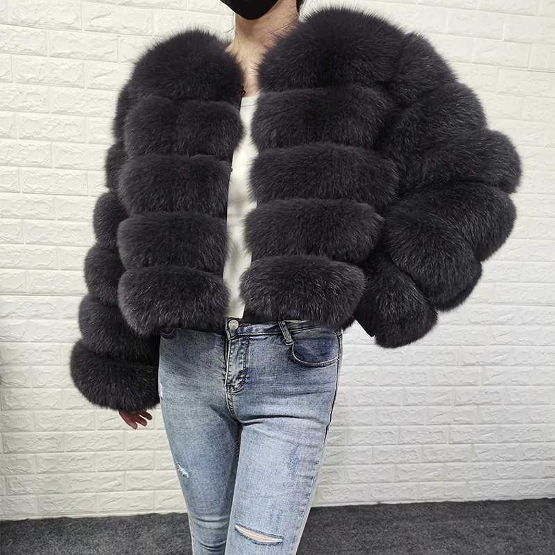2024 Luxury Grey Furry new style real fur coat natural fur jacket female winter warm leather fox fur coat high quality fur vestX241016