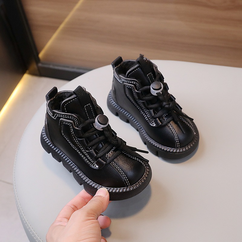 Winter Kids Snow Boots Thick Plush Warm Boys Cotton Shoes Cutefeet Fashion Toddler Leather Boots Waterproof Children Short Boots Sizes 21 - 30