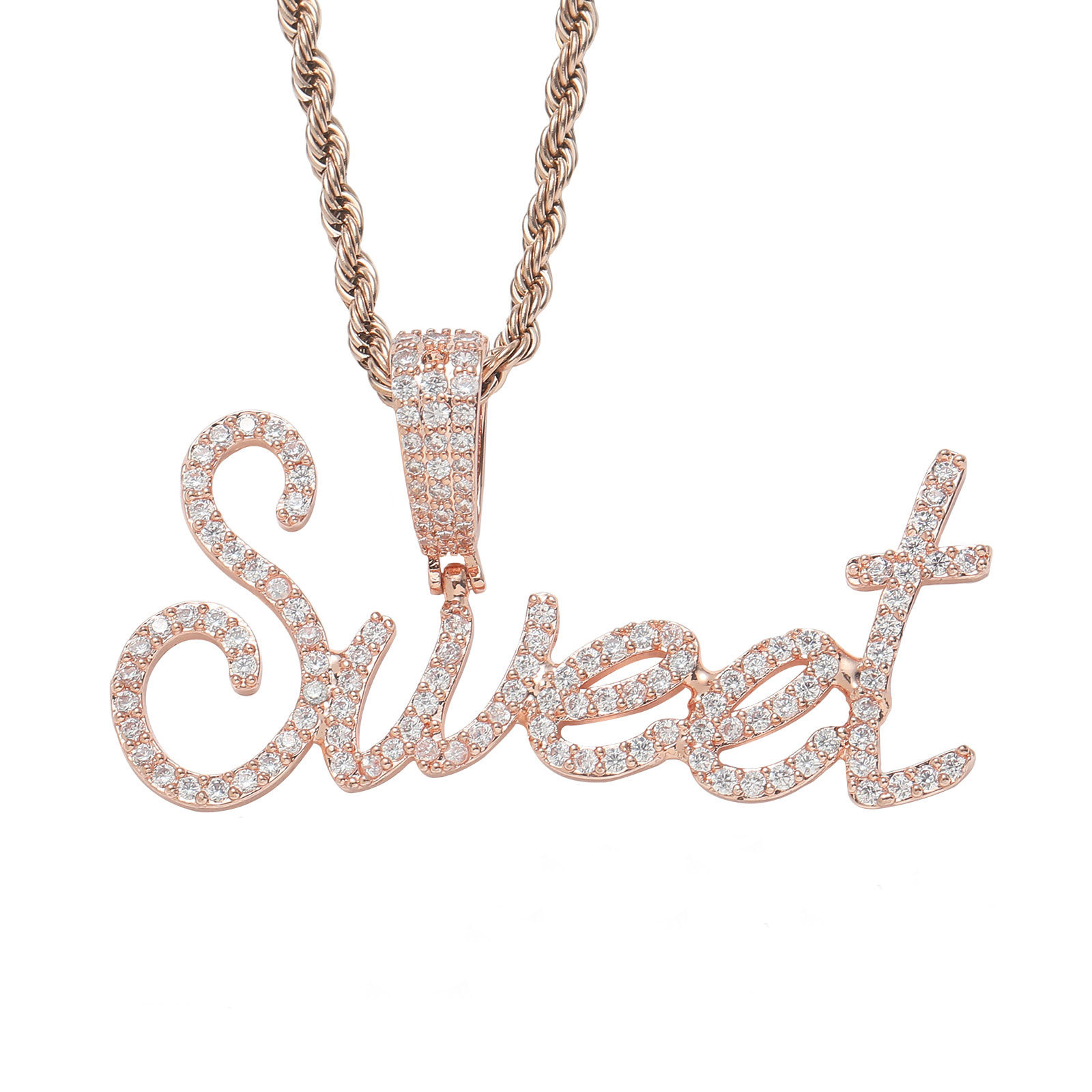 Custom A-Z Letters Name Pendant Necklace 18k Gold Plated Jewelry Women Men Gift