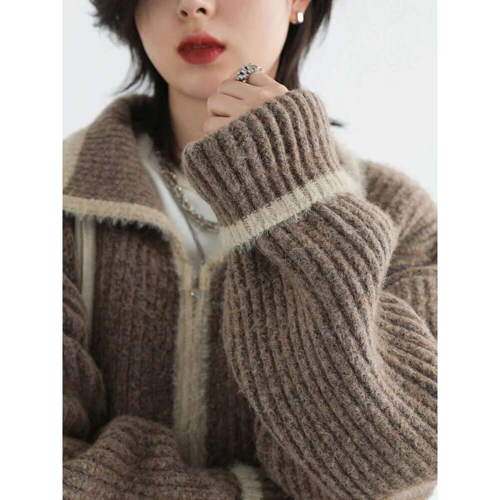 CHIC VEN Women's Sweaters Loose Korean Casual Lapel Knitted Cardigan Female Tops Knitwears Woman Autumn Winter 2022