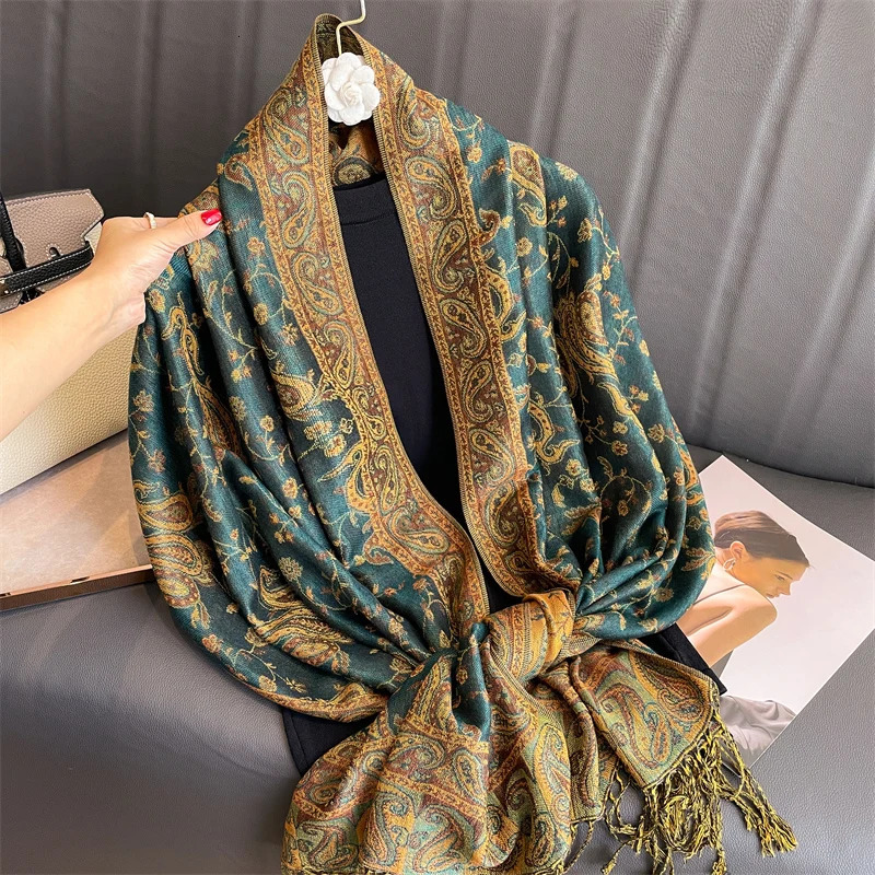 Autumn Cashmere Pashmina Shawl Lady Wrap Warm Winter Scarves n Print Female Foulard Cotton Stoles Scarf 2023 241016