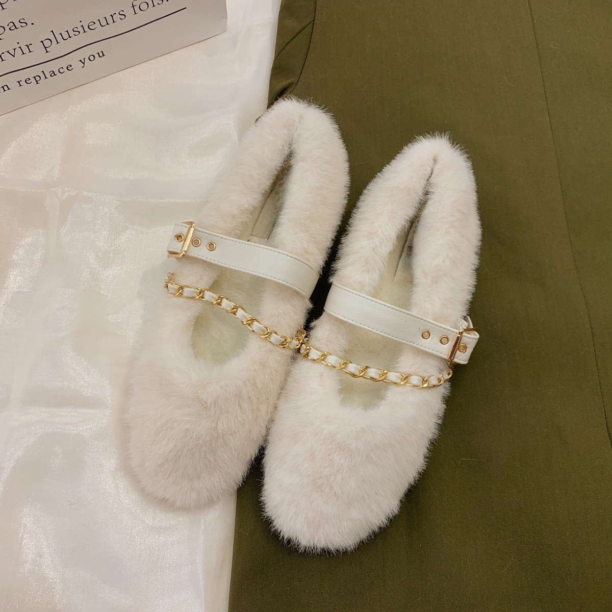 Women's Winter Coarse Heel Plush Cotton Single Shoes 2687