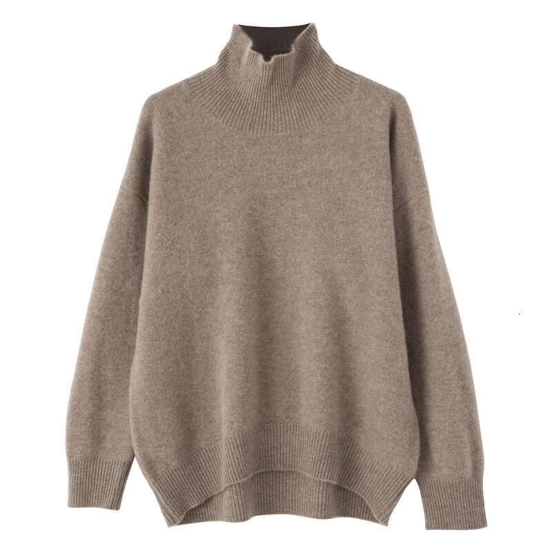 2023 Autumn/Winter New Cashmere Women's 100% Pure Wool Turtleneck Thicken Knit Pullover Loose Large Size Sweater Female