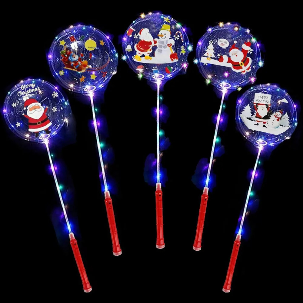 5-30pcs LED Bobo Balloons Santa Claus Transparent LED Light Up Balloons Glow Bubble Balloons Year Christmas Party Decoration 241016