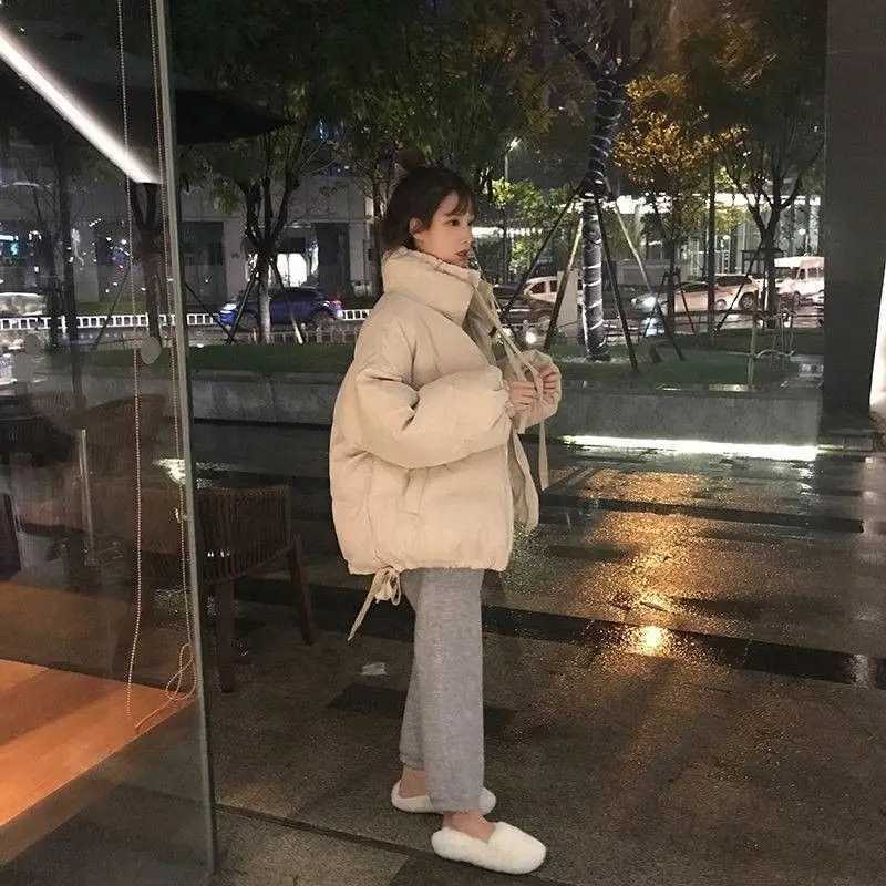 Parkas Womens Unique Bow Sweet Pink Turtle Neck Thick Womens Winter Jacket Ulzzang Lace Splicing Elegant Womens Casual Comfort M241011