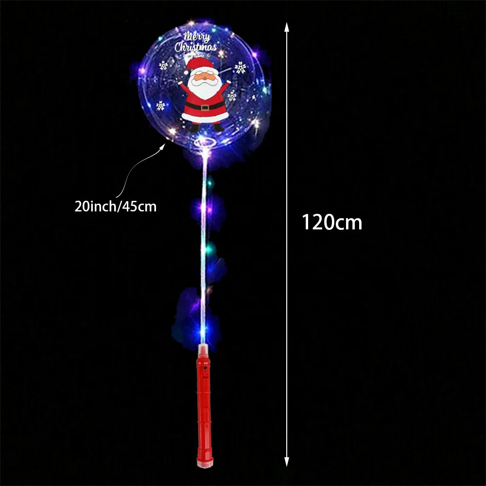 5-30pcs LED Bobo Balloons Santa Claus Transparent LED Light Up Balloons Glow Bubble Balloons Year Christmas Party Decoration 241016
