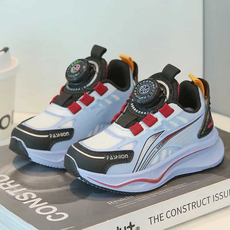 Childrens Fashoin boys casual sports rotating button girls running baby net anti slip soft soled shoes H260130