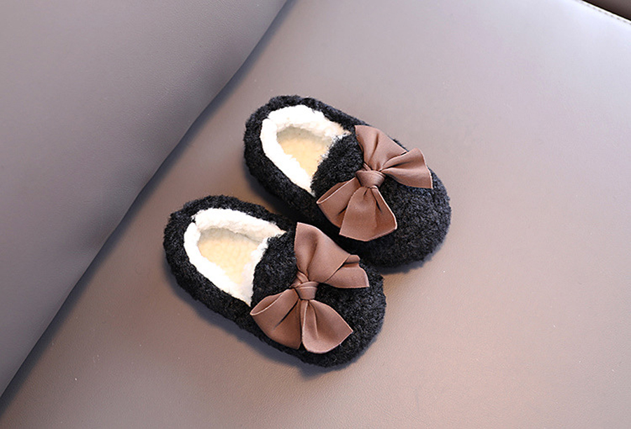 Girls Winter Shoes Big Bow Cute Tie Baby Toddler Casual Shoes Cutefeet Children Slip-on Flats Kid Cotton-padded Warm Fur Enfant Princess Shoes Sizes 2