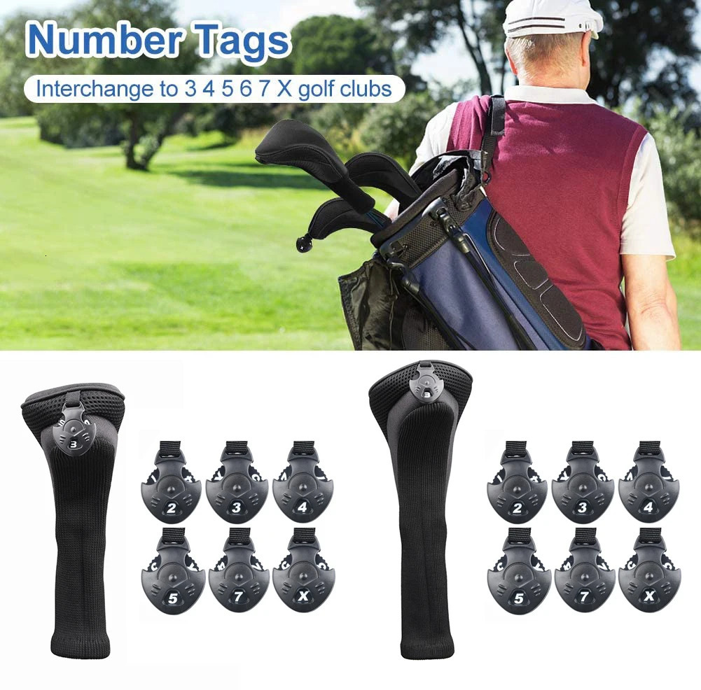 3 pieces/set long neck golf club head cover wooden driver protection head cover number of golf course head cover golf accessories 241016