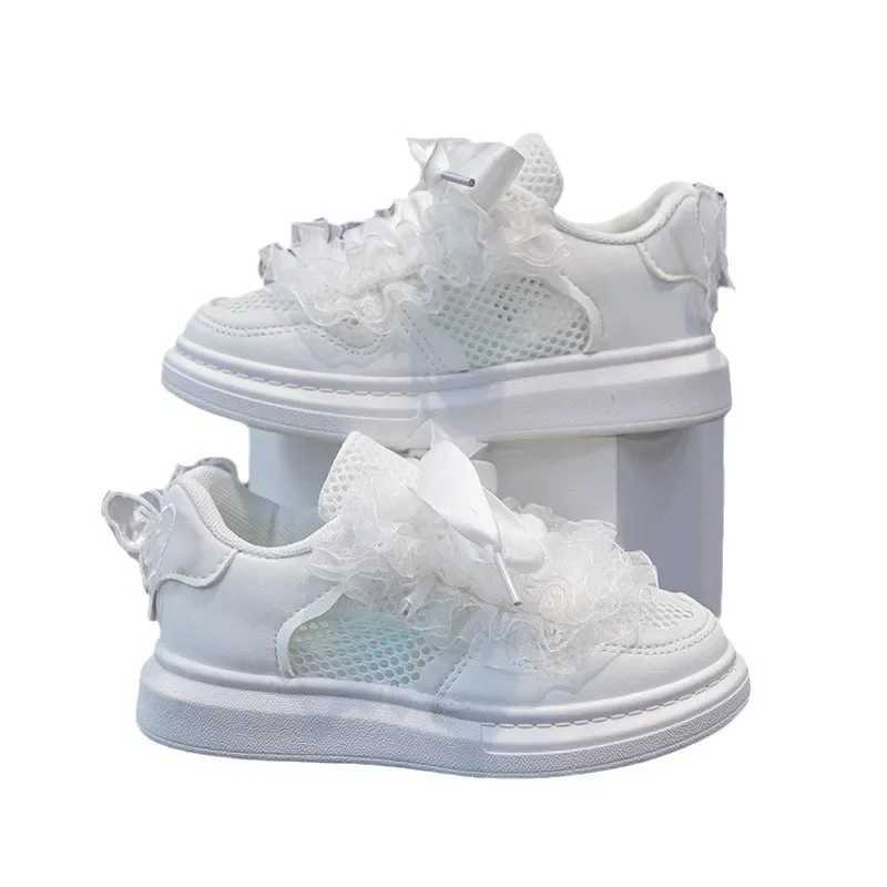 Fashion Casual White Mesh Girls Breathable School Childrens Sports Lace Princess Tennis Shoes M241016 XJ260303