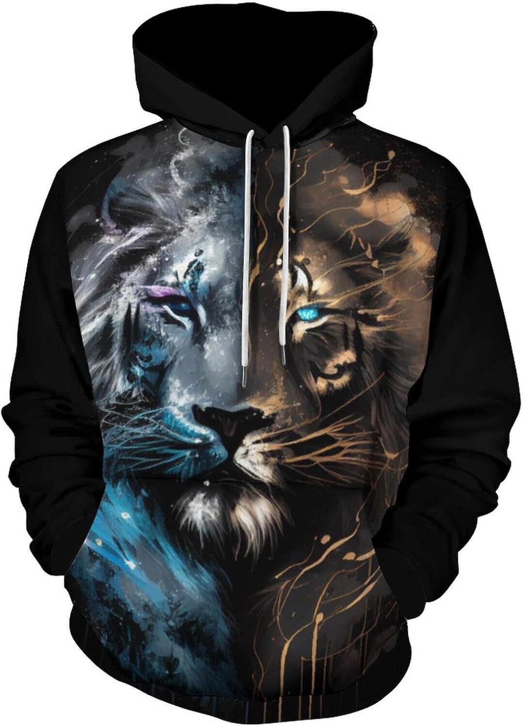 Hoodie for Mens Womens Mens Psychedelic Lion Hoodie 3D Novelty Pattern Printed Fashion Animal Long Sleeved Pullover Hoodie Graphic Hoodies sweatshirt