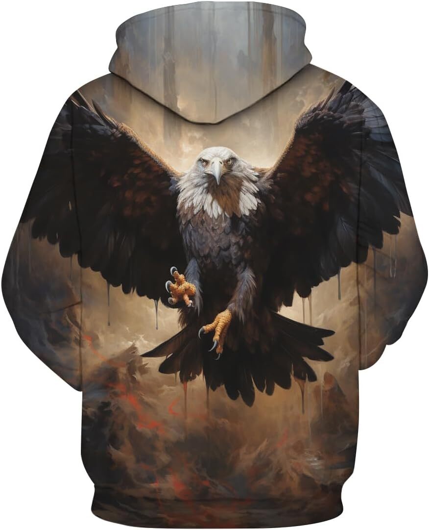 Hoodie for Mens Womens Unisex Jungle Majestic Bald Eagle Hoodie 3D Graphic Printed Us Flag Sweatshirt Hoodie Graphic Hoodies sweatshirt Pullover Long 
