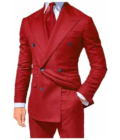 Double Breasted Tuxedo Suits for Men Wedding 2024 Gentlemen's Prom Dancing Blazer Green Jacket with Pants 2 Pcs for Business