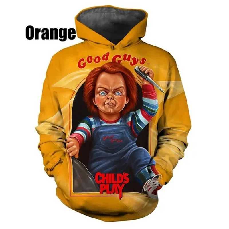 Chucky Doll horror childrens game hoodie mens 3D printed new hoodie womens Harajuku fashion y2k zipper hoodie Y241016