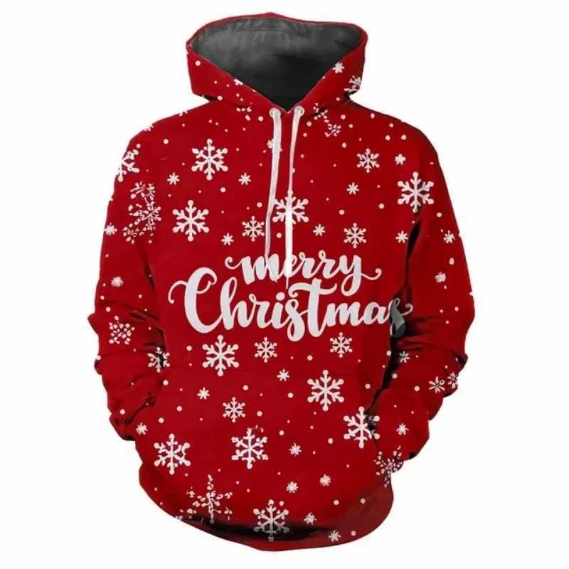 2024 Autumn/Winter Sweater Christmas Sweater Christmas Hat Santa Claus Digital Printed Hoodie Mens and Womens Sweater Y241016