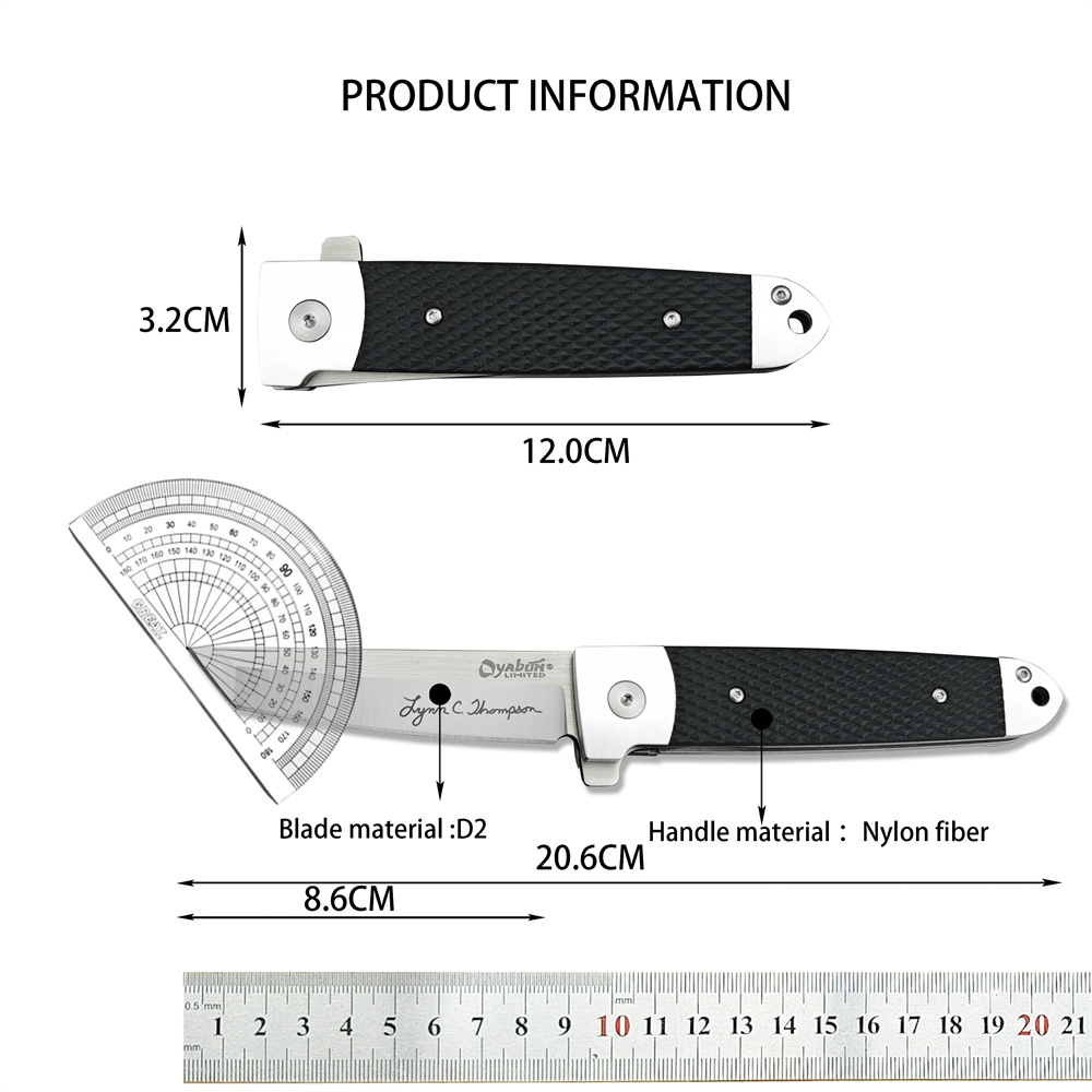 Outdoor Oyabun 26T Flipper Folding D2 Tanto Blade Nylon Wave Fiber Handle EDC Tool Tactical Survival Hunting Knife for Camping 535 15535 3300 565 556