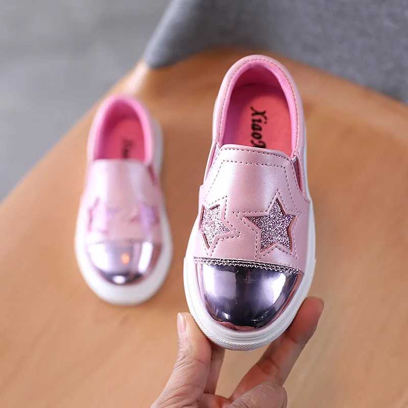 Girls casual boys and girls fashionable sequin ice skates autumn school running childrens 8 shoes leather sneakers H260305