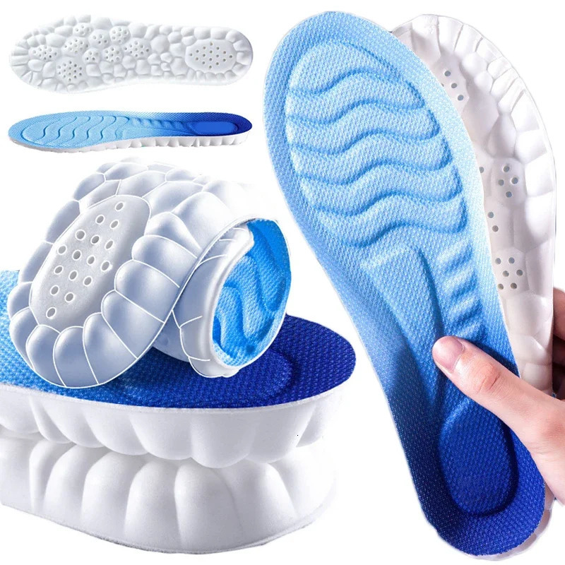 4D Super Thick Memory Foam Insoles Breathable Mesh Sweat Absorption Shoe Pads Sports Running for Shoes PU Sole Orthopedic Insole 241016