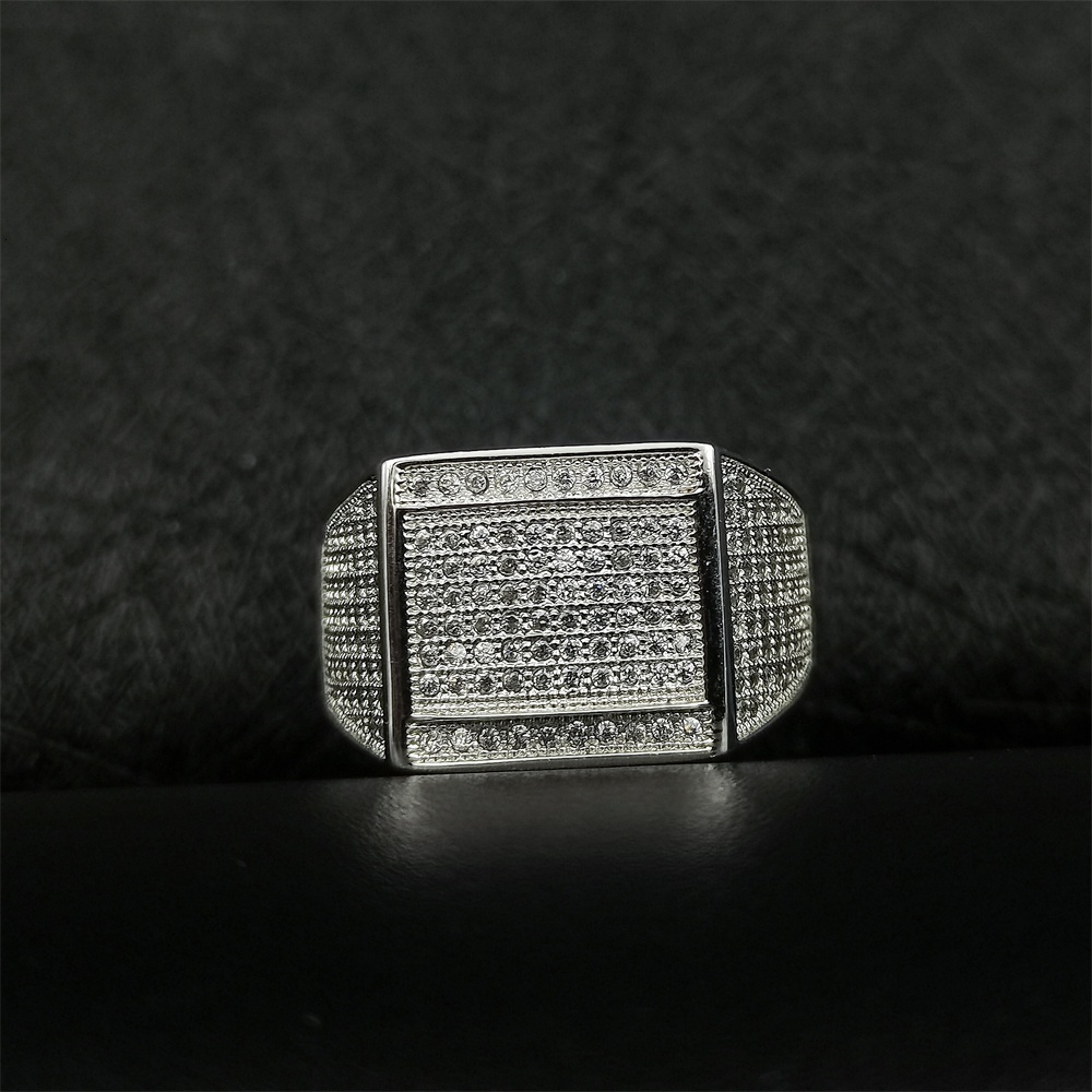 Hotsale Hiphop Jewelry Sier Rings Zircon Moissanite Dia Rhodium Gold Plating Iced Out Finger Ring For Men