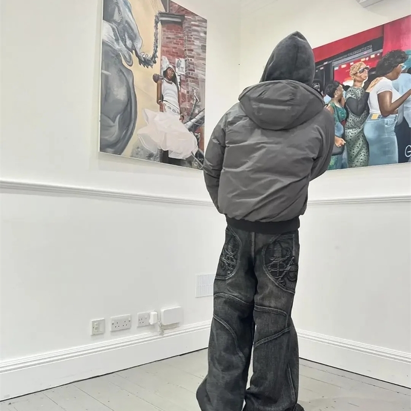 Streetwear Washed Retro Baggy Jeans Mens Goth Hiphop Personality Harajuku Trendy Black Straight Pant Y2K Wide Leg Pants Unisex 241014