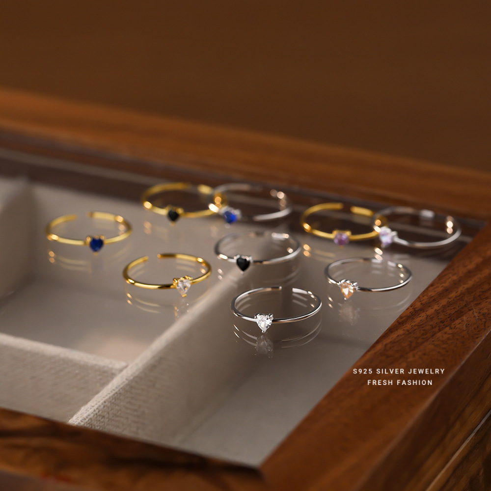 Wholesale 925 Sterling Silver Zirconia Heart Shaped Ring Wedding Jewelry