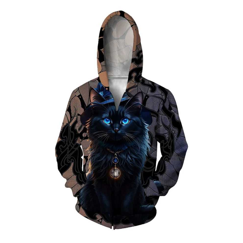 Autumn mens zipper hoodie Y2k mens casual hoodie rabbit sportswear cat fashion printed hoodie mens sportswear Y241016
