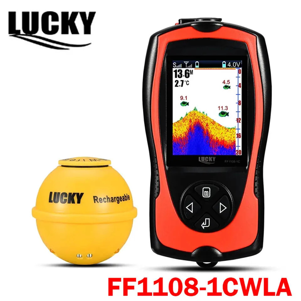Lucky Rechargeable Fish Finder 08-1CWLA/CT wireless sonar sensor Fishing Finder color display maximum water depth of 45M 241016