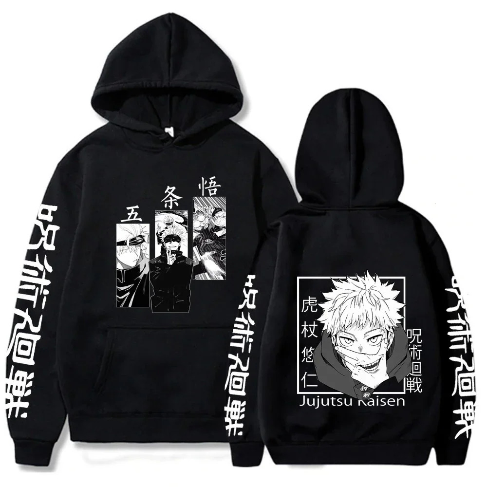 Anime Print Sweatshirts Jujutsu Kaisen Mens Hoodie Harajuku Autumn Winter Streetwear Clothe Yuji Itadori Plus Size 241011