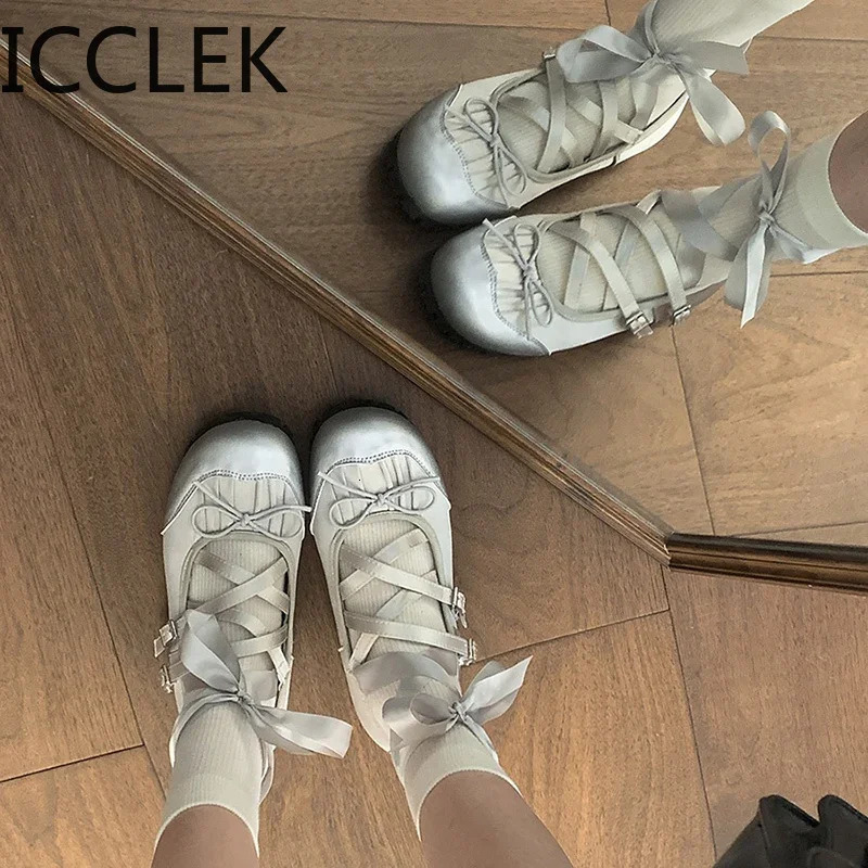 Spring Cross Strap Women Ballet Flats Fashion Elegant New Round Toe Ladies Comfort Street Style Soft Sole Ballerinas Shoes 241016