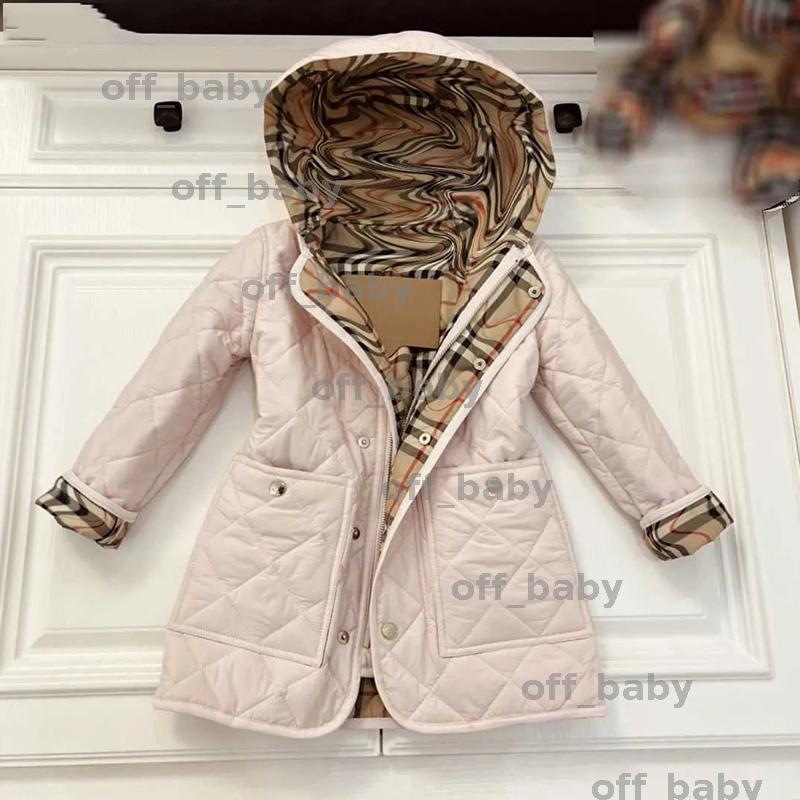 Designers Luxury NewBaby Hooded Coat Winter Child Mid Length Cotton Jacket Size 110-170 Checkered Lining -8 Designer Kids Outwear Tops DEG2410168