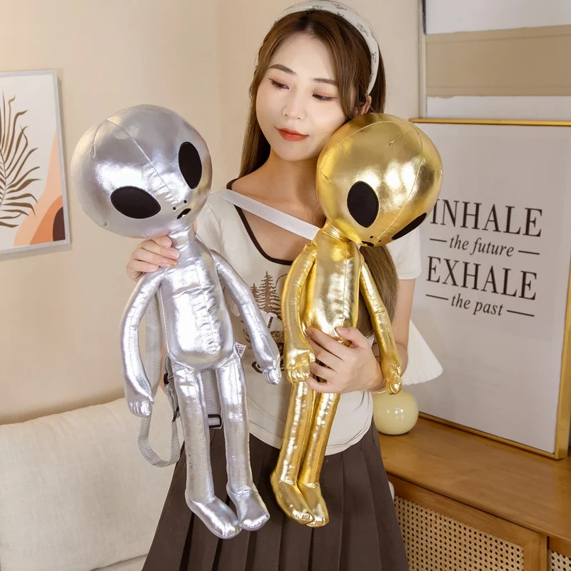 60cm fashionable alien backpack PU ET exotic soft filled plush doll plush animal toy childrens creative gift 241016
