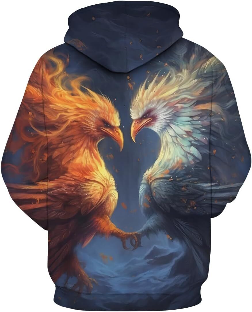 Hoodie for Mens Womens Unisex Phoenix Hoodie For Men 3D Animal Pattern Printed Drawstring Long Sleeve Pullover Hoodie Graphic Hoodies sweatshirt Fashi