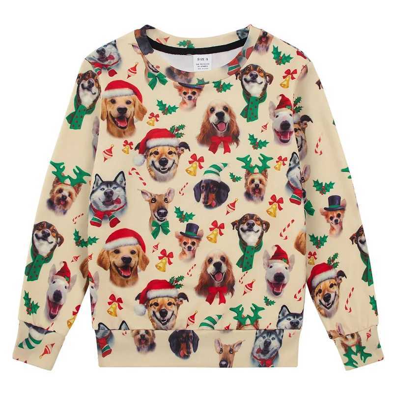 Ugly mens Christmas sweater fun Christmas novel sports shirt cool 3D dog and cat print zipper set long sleeved hoodie set Y241016