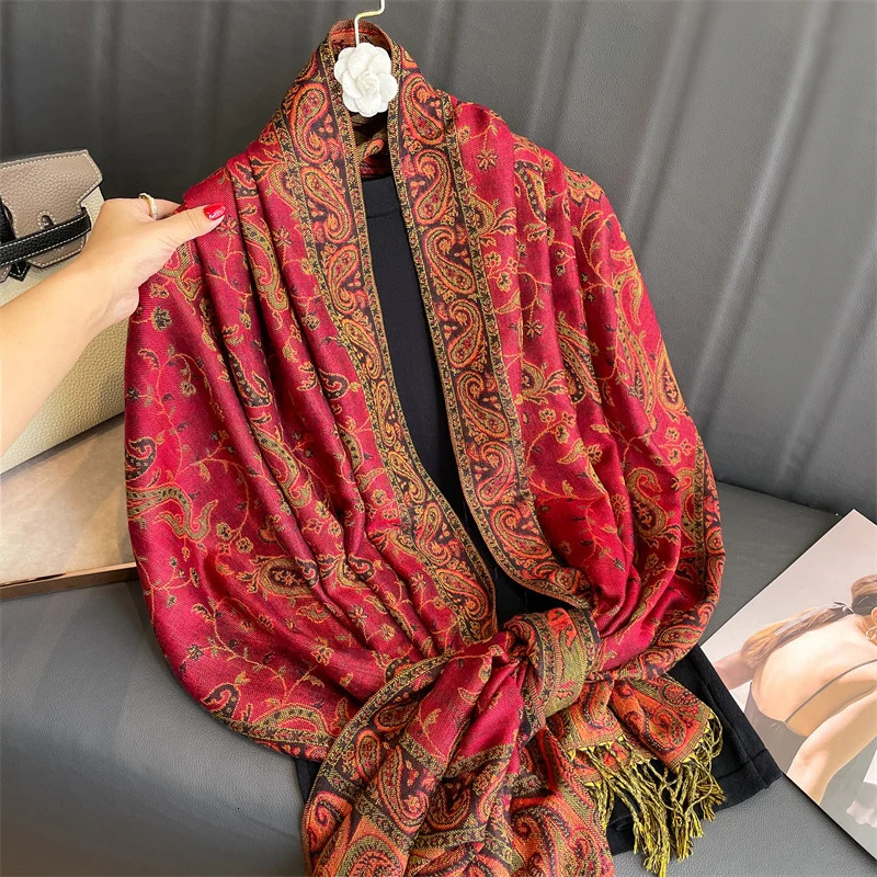 Autumn Cashmere Pashmina Shawl Lady Wrap Warm Winter Scarves n Print Female Foulard Cotton Stoles Scarf 2023 241016