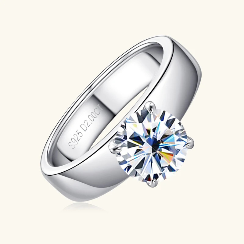 100% genuine 925 sterling silver 2- silica wedding engagement ring womens card commitment ring jewelry GRA certification 241007