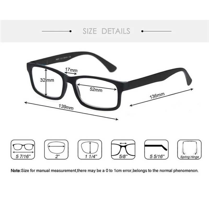 MODFANS Men Women Reading Glasses Rectangle Classic Frame Readers Eeyeglasses Flexible Spring Hinge with Diopter +1.0 to +4.0X241008