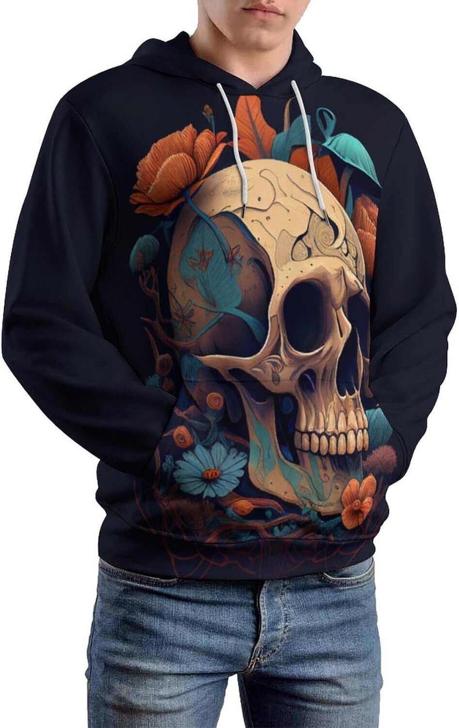 Hoodie for Mens Womens Mens Novelty Mushroom Skull Hoodies 3D Funny Graphic Print Sweatshirt Hoodie Graphic Hoodies sweatshirt Pullover Long Sleeve