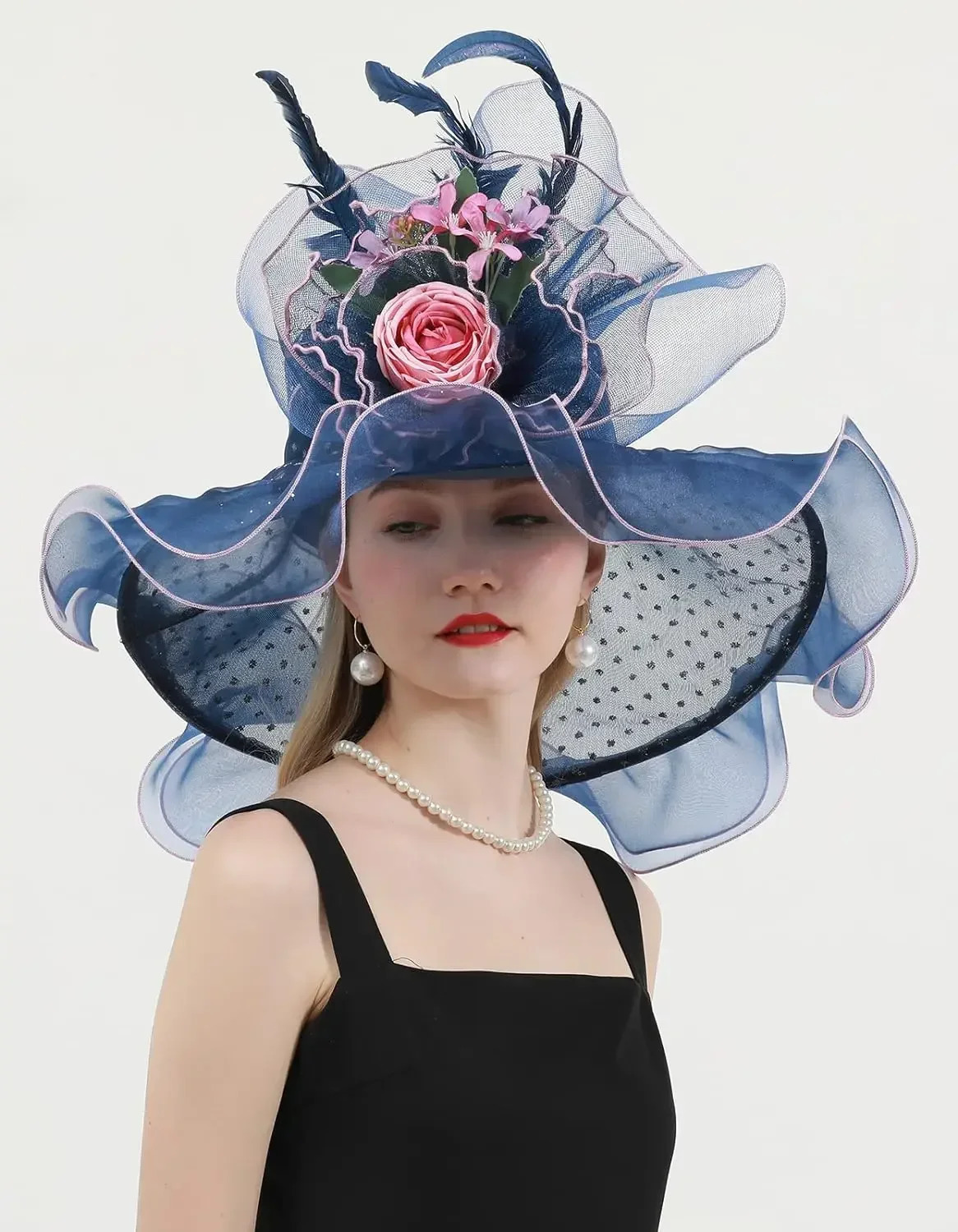 Elegant Bridal Organization Gauze Church Hat Party Colorful Enchanting Derby Hat Unique Womens Wedding Sun Hat 241011