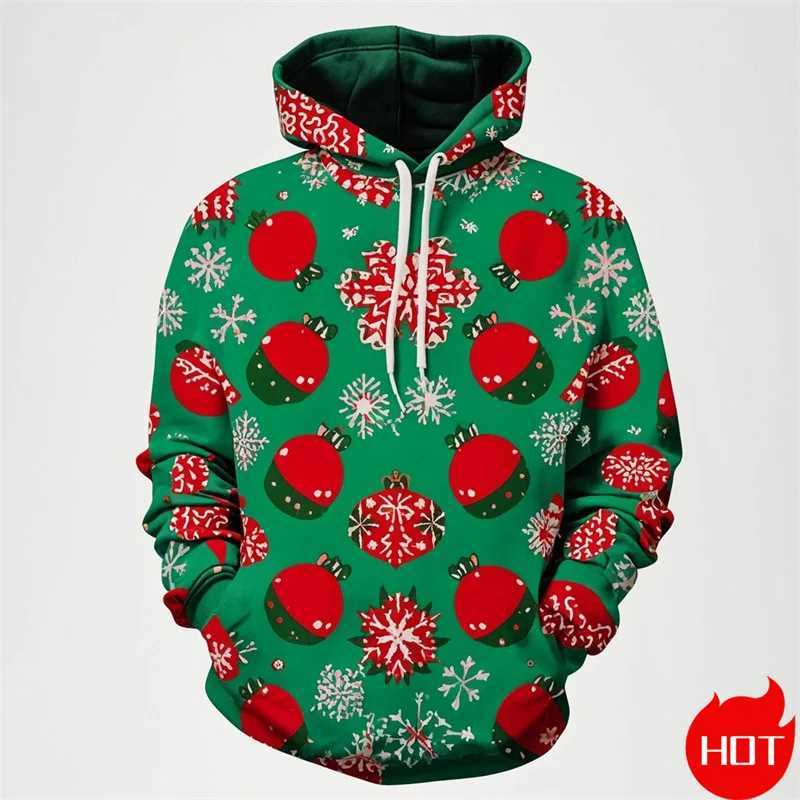 Winter fashion 3D Christmas decoration mens printed hoodie Santa Claus graphic hoodie retro sportswear mens clothing Y241016