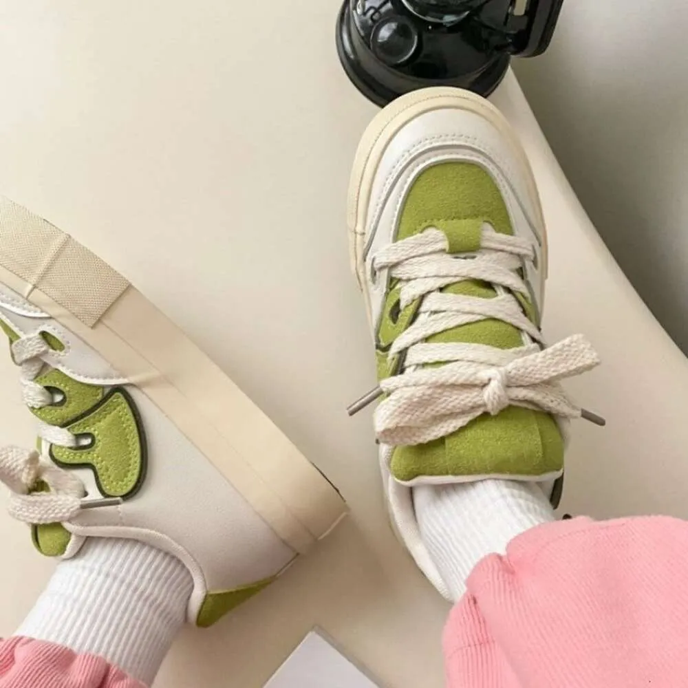 2024 New Casual Platform Korean Pink Green Kawaii Love Women Sneakers Strawberry Sports Daddy Shoes Versatile Vulcanize Tennis