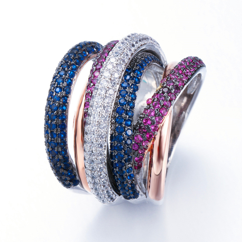 2024 White Gold Multicolor Cubic Zirconia Eternity Band Ring