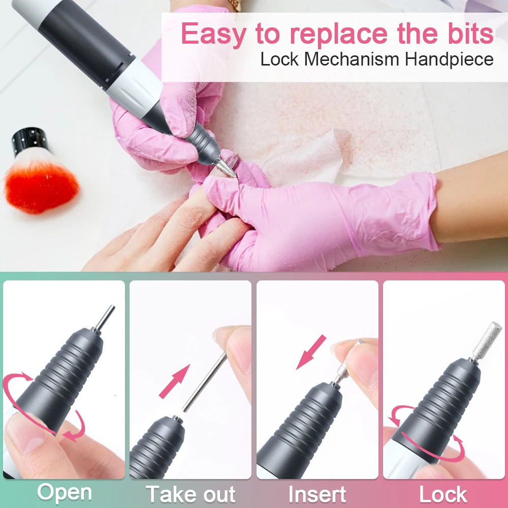 Professional 35000 RPM electric nail drill for nail milling cutting machine kit manual electric nail sanding machine equipment file 241015