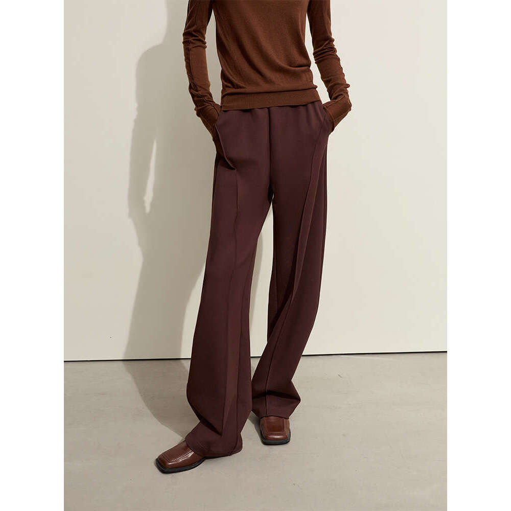 AMII Minimalism 2024 Spring New Arc Split Women's Casual High-Waisted Banana Pants Female Basics Loose Trousers 12421059