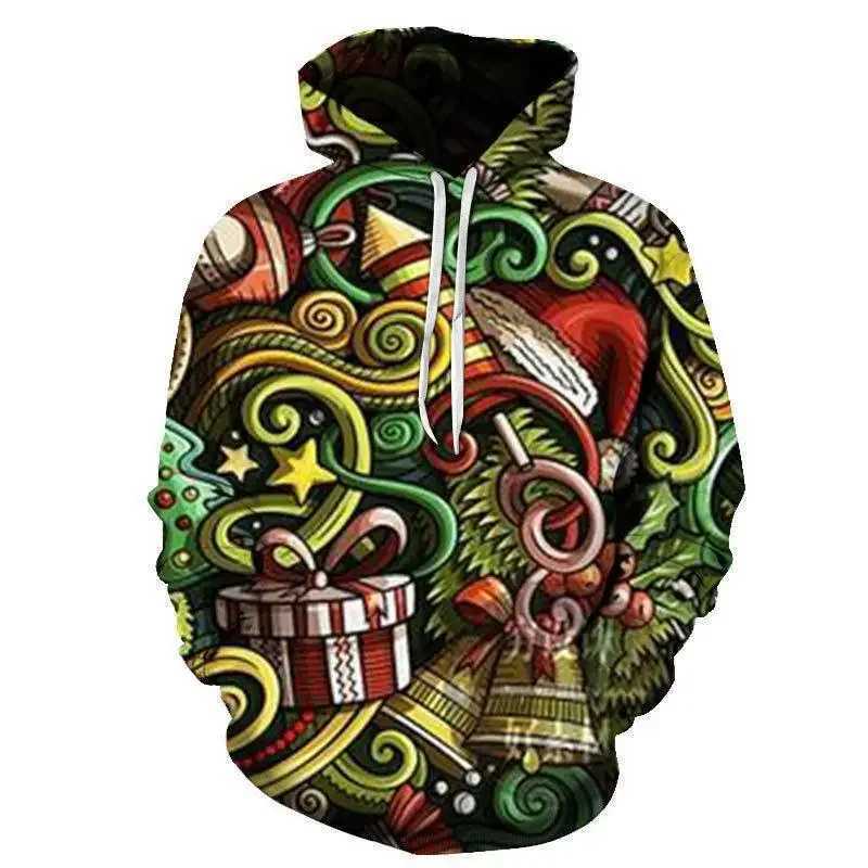 2023 Mens and Womens Fashion Christmas Hoodies Santa Claus Large 3D Printed Sweaters Autumn and Winter Fashion Hoodies Y241016